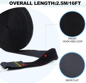 Có thể điều chỉnh 16 ft x 1in 25 Màu đen Nylon quan hệ cáp <span class=keywords><strong>1</strong></span> inch rộng móc Vòng dây đai kim loại khóa miễn phí cắt Chiều dài đảm bảo quan hệ dây - Product Image 2