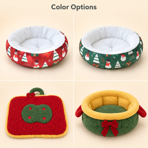 Coussin rond de Noël pour animaux de compagnie (chats et chiens) – Épais, chaud, conserve sa forme, doux et respectueux de la peau – Lit donut pour <span class=keywords><strong>chat</strong></span> et chien - Product Image 5