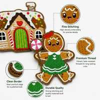 En stock : Patchs de Noël mignons, broderies variées, badges Bonhomme en pain d'épices et étiquettes Maison de neige pour pulls de Noël personnalisés, vente en gros