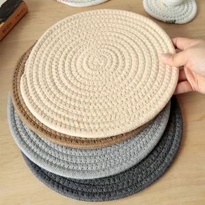 Factory Direct Cotton <b>Rope</b> Woven Fabric Home Insulation Mat Kitchen Dining Table Mat with Glass Coaster Heat Insulation Pot Mat - Product Image 2