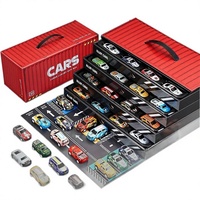 Lot de 48 voitures miniatures en alliage à rétrofriction avec boîte de rangement conteneurisée, collection de voitures de course à friction pour enfants