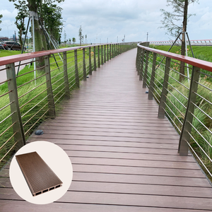 Không có côn trùng Hạt Gỗ Bậc Thang bên ngoài chống trượt rãnh phổ biến nước bằng chứng ngoài trời WPC <span class=keywords><strong>decking</strong></span> <span class=keywords><strong>Composite</strong></span> boong - Product Image 2