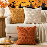 Housse de coussin décorative en forme de citrouille texturée 3D pour Halloween, vente en gros pour marques à marque privée