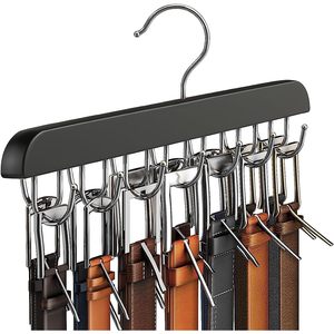 Porte-ceintures en bois avec plusieurs crochets pour le rangement et l'organisation dans la garde-robe ou le placard - Product Image 1