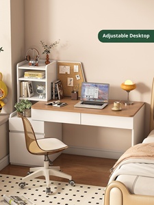<span class=keywords><strong>Bureau</strong></span> rétractable minimaliste en bois massif avec étagère intégrée et tiroirs de rangement pour la chambre à coucher, la maison et les étudiants. - Product Image 1