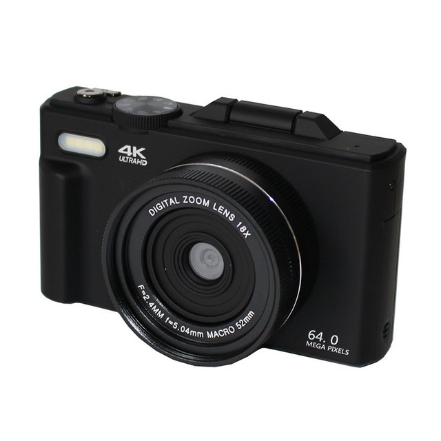 Hot 4K Mirrorless Digital Camera 64MP for Student Content Creator Gift 3.0" Flip Screen 18X Zoom Built-in LED TF Card 19 Filters