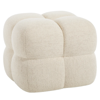 Hanyee Pouf carré moderne en tissu bouclé, rembourré et capitonné, repose-pieds décoratif pour canapé, chambre et entrée