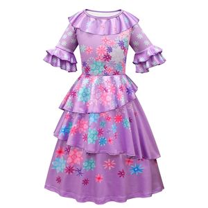 Costume de cosplay Encanto Mirabel Madrigal, robe pour fille, robes de fantaisie pour fête de carnaval, robe de princesse d'Halloween, boucles d'oreilles en verre, sac - Product Image 5