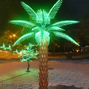 Toprexdecor Palmeira artificial iluminada ao ar livre de 3m de altura à prova d'água Tamanho 2m Árvore de metal de cobre artificial Estilo árvore artificial