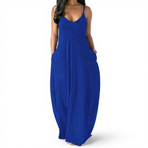 Women's Flowy <strong>Strapless</strong> Maxi Dress - Solid Color Beach Cover Up, V-Neck Casual <strong>Sundress</strong> - Product Image 3
