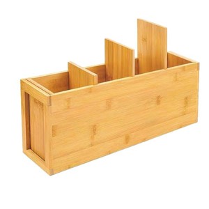 Caja de Almacenamiento de Cubiertos de Bambú, Organizador de Cocina, Cajón de Madera Ajustable, Porta Utensilios de Escritorio, Color Madera Natural, Ecológico - Product Image 5