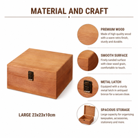 Coffre de rangement de luxe en bois massif avec loquet métallique vintage, boîte cadeau carrée moderne et simple pour l'approvisionnement de marques professionnelles