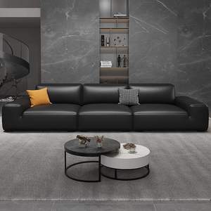 Sofá Black Bull de Cuero Genuino, Relleno de Látex, Moderno, para Sala de Estar, Apartamento, Alquiler - Product Image 4