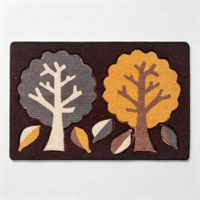 Tapis d'entrée décoratif en polyester tissé antidérapant et absorbant à motif d'arbre d'automne pour la saison des fêtes, idéal pour la porte d'entrée et la décoration intérieure