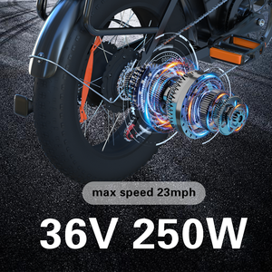 Bicicleta Plegable de 20 Pulgadas, 250w, 36v, Batería de Litio de 13ah, Neumáticos Anchos para Ciudad, Eléctrica - Product Image 3