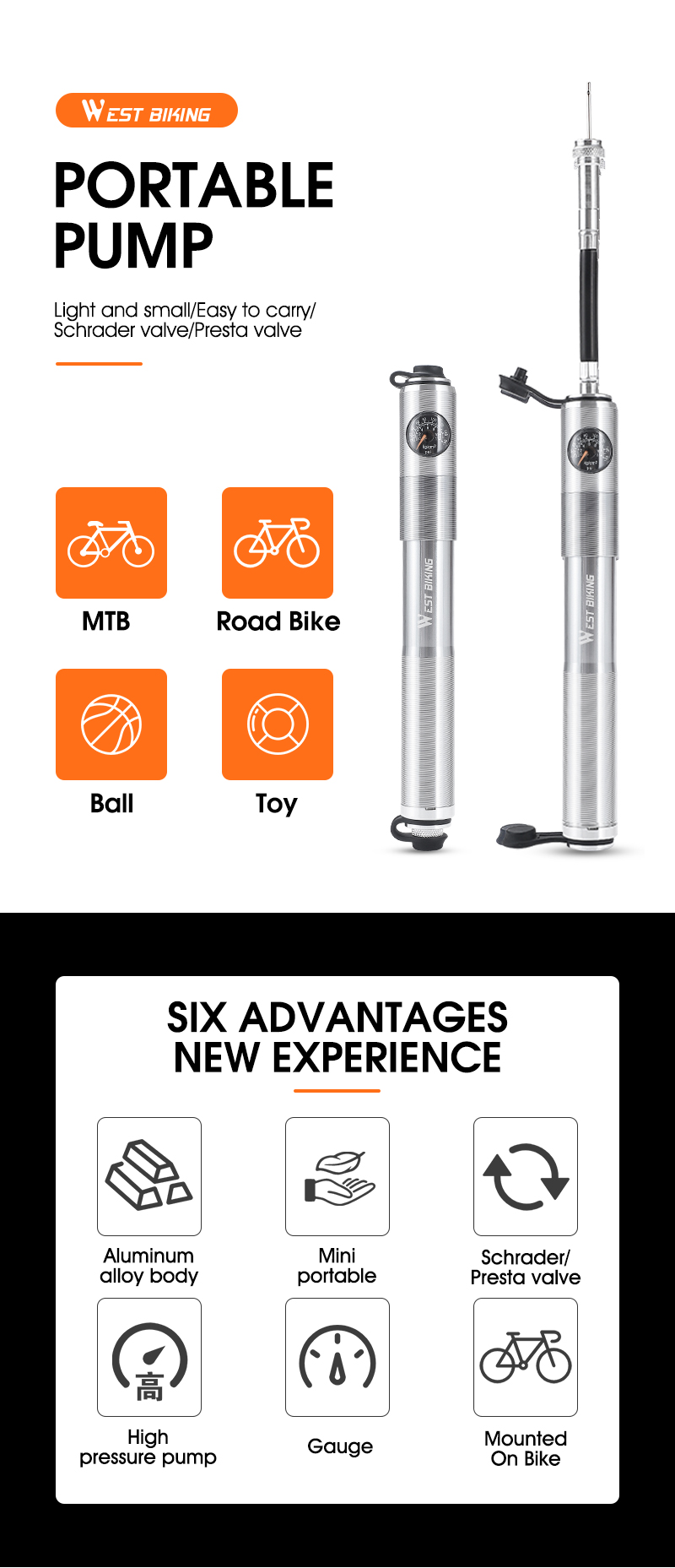 Schrader Valve Mini Bike Pump Amazon Portable Mini Bike Pump With