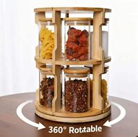 Customized Free Assemble Sturdy Wood Rotatable Double-Layer Food Grade Hand Wash Only Shelf Seasoning Rack Spice Rack Organizer