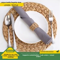 Napperons ronds tressés style bohème en rotin naturel et jacinthe d'eau naturelle, sets de table et sous-assiettes pour la décoration de la maison et de la cuisine