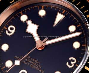 Montre mécanique multifonctionnelle pour homme, mouvement automatique en bronze bleu courbé, diamètre 43 mm, bracelet en cuir de vache italien, robuste - Product Image 5