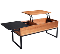 Table basse moderne en bois, petite Table basse avec compartiment caché et étagère réglable pour le salon