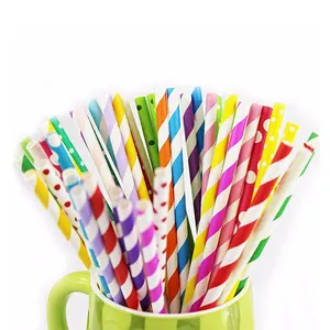 Factory manufacturer supplier print eco disposable bending stripe wheat rice pla drink drinking paper straw