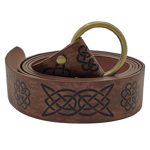Ceinture Rétro en Cuir Médiévale en Relief Viking Vegvisir PU Cuir O Ring Ceinture Renaissance <span class=keywords><strong>Chevalier</strong></span> Boucles Ceinture en Cuir - Product Image 6