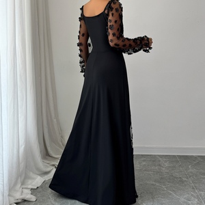 ชุดเดรสลูกไม้แขนยาวแบบเย็บปะติดปะต่อที่หรูหราและสง่างามสำหรับผู้หญิง - Product Image 6