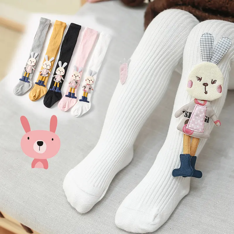 Großhandel New Girls Leggings Big Doll Bunny Baby Strumpfhosen Cartoon Bestickte Baumwolle Strumpfhosen