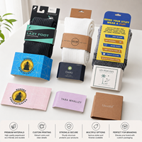 Étiquette personnalisée écologique pour emballage de chaussettes, couvercle de carte pour chaussettes, impression sur carton blanc et papier kraft, logo estampé à chaud