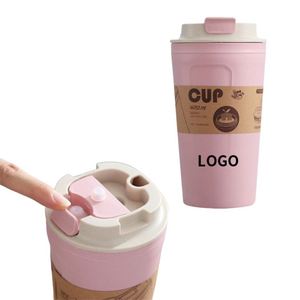 Wholesale Bamboo Fiber Tumbler Custom Logo Cute Design Recycled <b>Reusable</b> Drinking Coffee <b>Cup</b> with Cover - Product Image 3