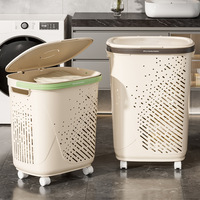 Panier à linge portable en plastique écologique pour la maison avec roulettes, panier de rangement pour vêtements pour la salle de bain