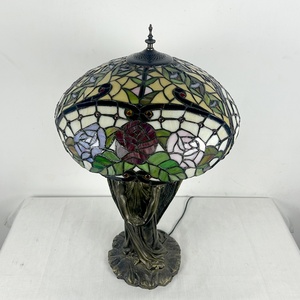 LongHuiJing Simple Eco-Friendly European Red Camellia Stained Glass E26 Table Lamp Angel Base for Living Room Art Decoration - Product Image 6