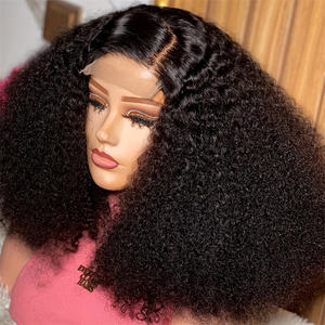 Perruque Courte Bob <span class=keywords><strong>Afro</strong></span> Frisée Kinky en Cheveux Humains Pas Chère, Perruque Lace Frontale en Cheveux Humains pour Femmes Noires, <span class=keywords><strong>Coupe</strong></span> Pixie, Perruque Frontale HD Sans Colle - Product Image 1