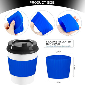 Reusable Coffee Cup Silicone Sleeves Heat Resistant Insulates Protective Sleeve Nonslip <b>Protector</b> <b>Cover</b> - Product Image 3