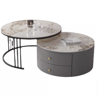 Table basse extensible en marbre durable avec structure en acier, design moderne pour petits appartements, meubles de salon