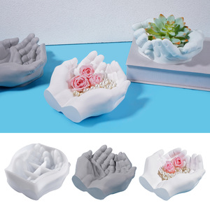 <span class=keywords><strong>Moule</strong></span> en silicone Tweller pour boîte de rangement, cendrier, pot de fleurs, en résine époxy, plâtre, béton, gypse, pour projets DIY, avec motif mains croisées - Product Image 1