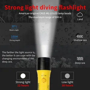 Advanced 100M Diving Flashlight High-Power LED Professional Underwater Light With IP68 Rating Waterproof For Outdoor Use