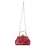 Pochette de mariage Style chinois perle chaîne sac de mariage fleur rouge broderie bambou poignée sac à main 2025