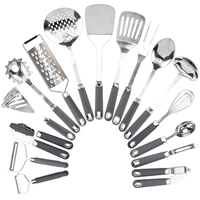 Utensilios de Cocina con Mango de Silicona Antideslizante: Pelador, Rallador, Prensa de Ajo, Abrelatas, Espumadera, Cucharón, Triturador de Patatas, Batidor
