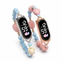 Montre numérique LED tendance pour enfants, bracelet en résine mignon avec breloques cœur et tortue, montre électronique pour filles, cadeau d'anniversaire