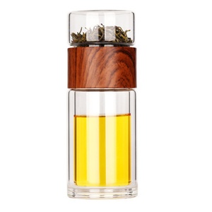 Botella de Agua Ecológica de Doble Vidrio Borosilicato con Estuche, Botella para Té, Taza con Infusor, Vaso para Bebidas - Product Image 1