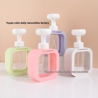 Flacon pompe carré pour désinfectant pour les mains, mousse florale, 300ml/500ml, mousse nettoyante, bain moussant, à presser
