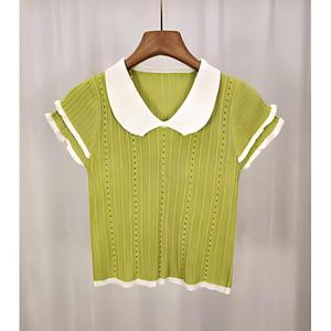 Blouse tricotée à manches courtes populaire pour <span class=keywords><strong>femme</strong></span>, en jersey doux imprimé, respirante, coupe ample, taille unique, idéale pour l'été – Vente en gros - Product Image 4