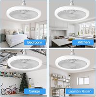 Ventilateur de plafond LED silencieux TSINYE avec télécommande, 3 températures de couleur, intensité variable, luminaire en plastique pour cuisine, salle de bain, entrepôt, garage