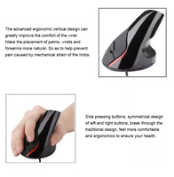 Mouse Ergonomis Mytree Generasi Kedua Optik USB 3D Style untuk Tangan Kanan dengan Pelindung Pergelangan Tangan, Nirkabel 2.4GHz RGB, Laris Terjual