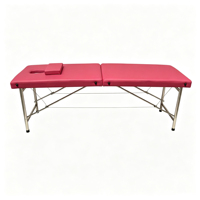 Table de massage pliable stable à 2 sections avec pieds en acier inoxydable, table de thérapie professionnelle pour spa