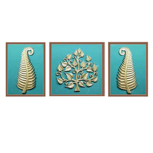 Handmade Wood Carving Decorative Painting Modern Three Panel Living Room <b>Wall</b> Art Black <b>Frame</b> Rectangle Shape - Product Image 5