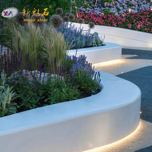 Nuevos Materiales de Construcción de Piedra, Banco Curvo GRC Blanco Gris, Personalizable, Asientos para Patio Exterior, Impermeable y Duradero - Product Image 2