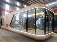 Maison Capsule Modulaire Préfabriquée de Luxe en Acier, 2-3 Chambres, Mobile, Jaune, avec Cuisine, pour Parcs, Hôtels, Appartements