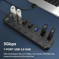 Concentrador USB 3.0 al por Mayor, Divisor USB Externo de 7 Puertos, Concentrador USB 3.0 de 7 Puertos con Indicador LED para PC, Portátil, Mac, Notebook, Escritorio